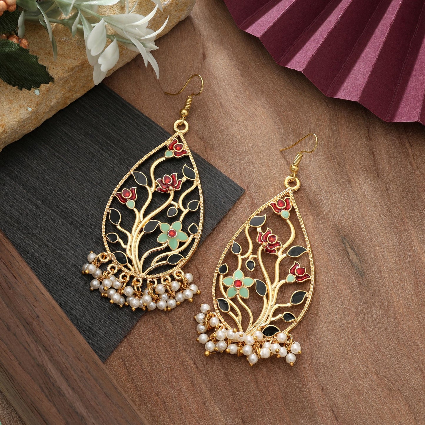 Multi Color Meenakari Earrings Classic Bridal Festive Jewelry Design