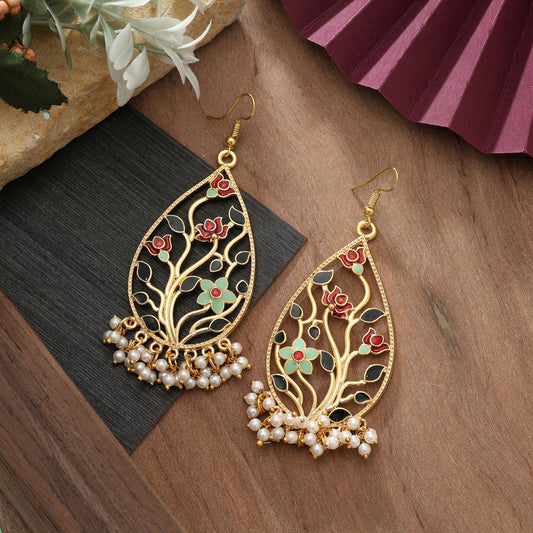 Multi Color Meenakari Earrings Classic Bridal Festive Jewelry Design