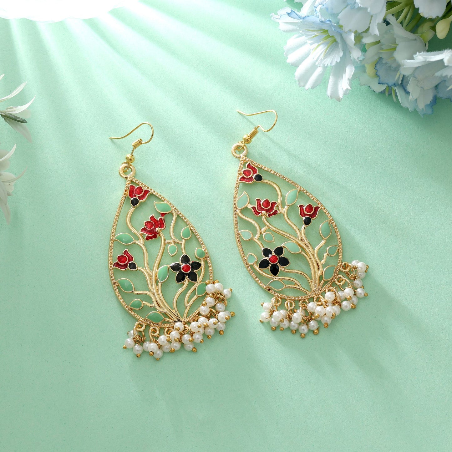 Multi Color Meenakari Earrings Elegant Party Wear Traditional Jewelry
