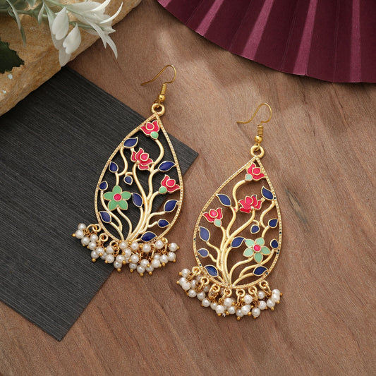 Multi Color Meenakari Earrings Stylish Ethnic Daily Wear Jewelry