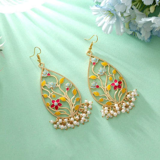 Multi Color Meenakari Earrings Elegant Ethnic Jewelry Style