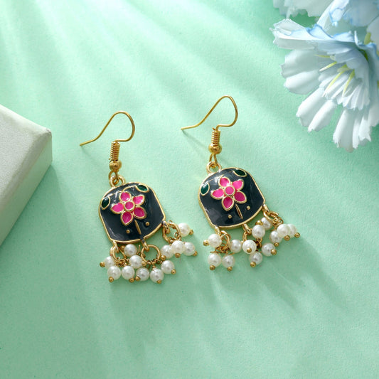 Grey Color Meenakari Earrings Minimal Stylish Traditional Jewelry Collection