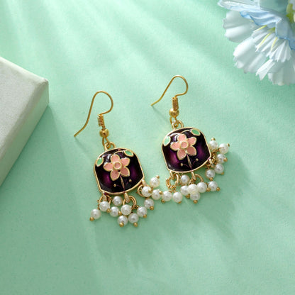 Purple Color Meenakari Earrings Elegant Traditional Party Wear Jewelry Design