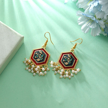 Grey Color Meenakari Earrings Minimal Ethnic Daily Wear Jewelry
