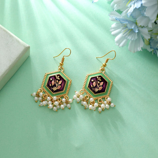 Purple Color Meenakari Earrings Classic Elegant Traditional Jewelry Collection