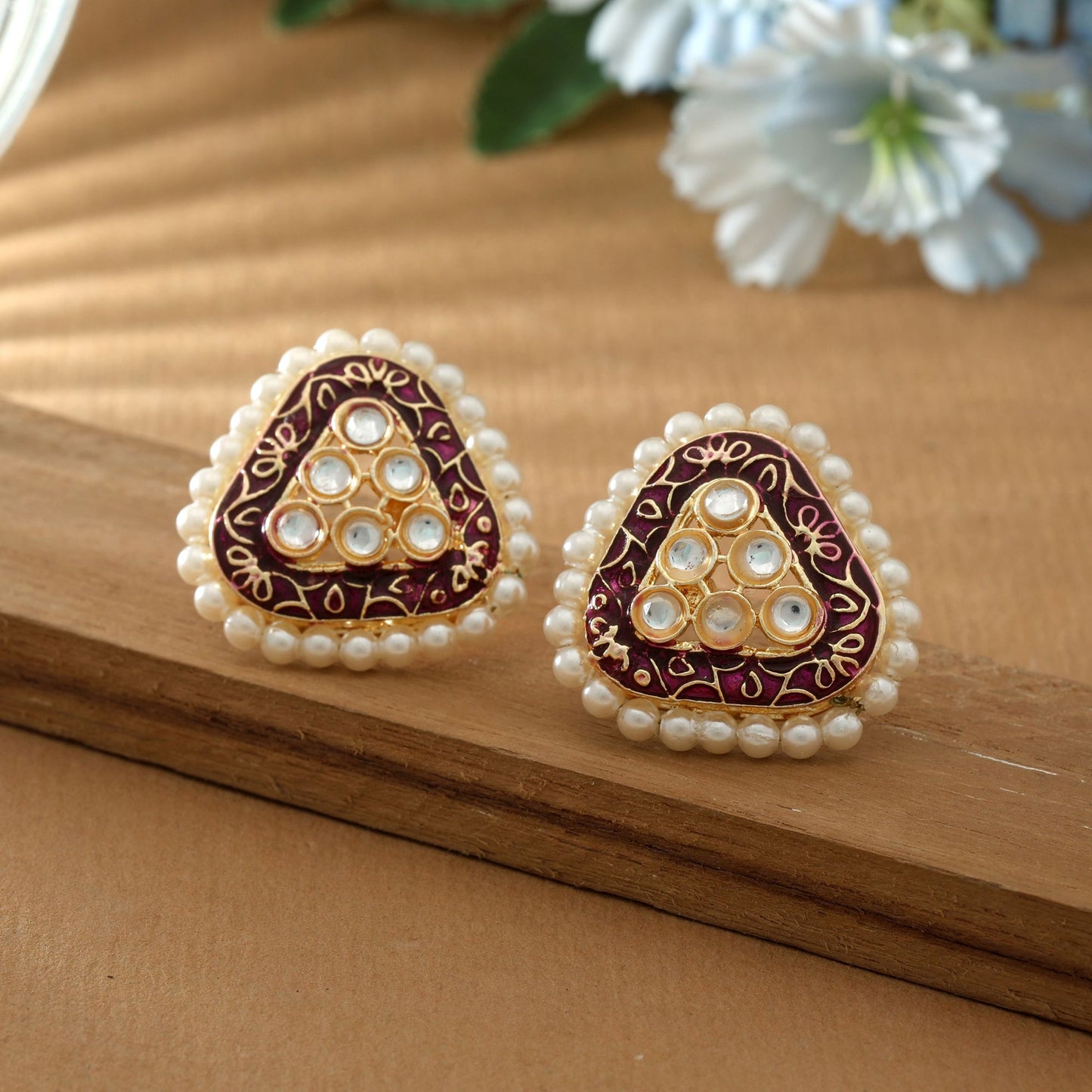 Lila Meenakari Ohrringe Designer Traditioneller Festlicher Schmuckstil