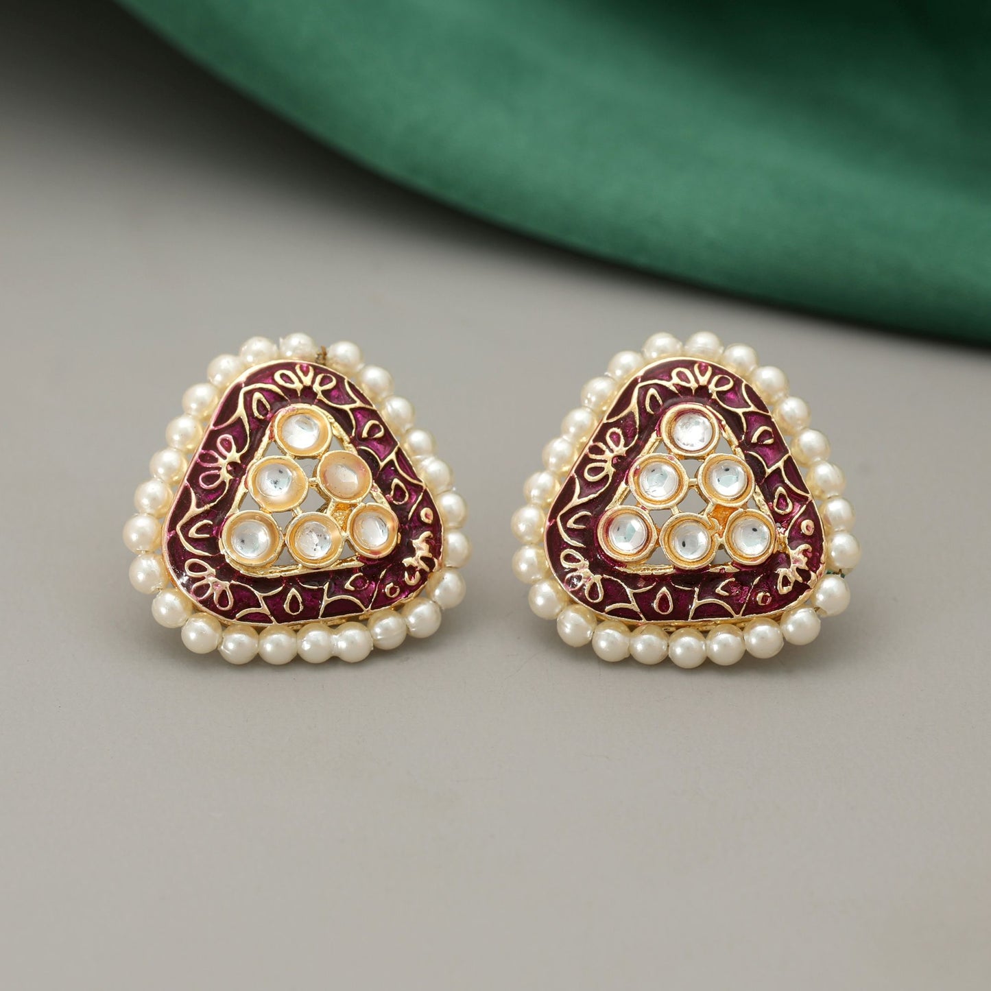 Lila Meenakari Ohrringe Designer Traditioneller Festlicher Schmuckstil