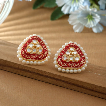 Rote Meenakari-Ohrringe Elegantes Braut-Festtags-Schmuckdesign