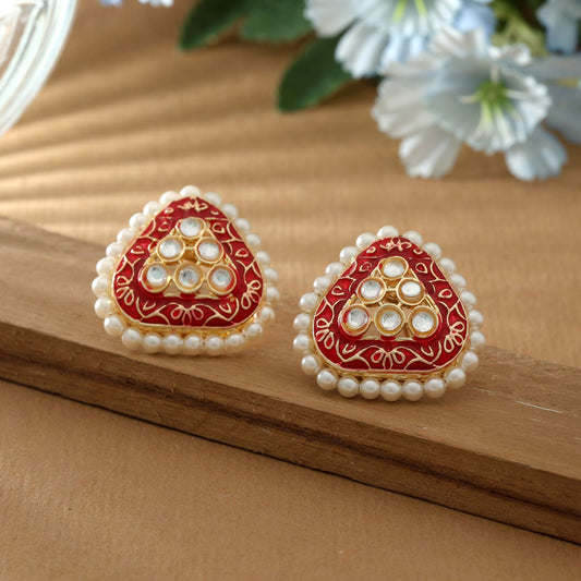 Rote Meenakari-Ohrringe Elegantes Braut-Festtags-Schmuckdesign