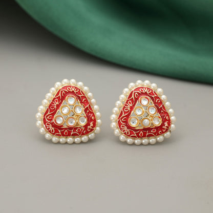 Rote Meenakari-Ohrringe Elegantes Braut-Festtags-Schmuckdesign