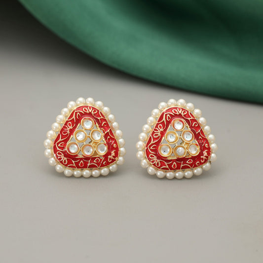 Rote Meenakari-Ohrringe Elegantes Braut-Festtags-Schmuckdesign