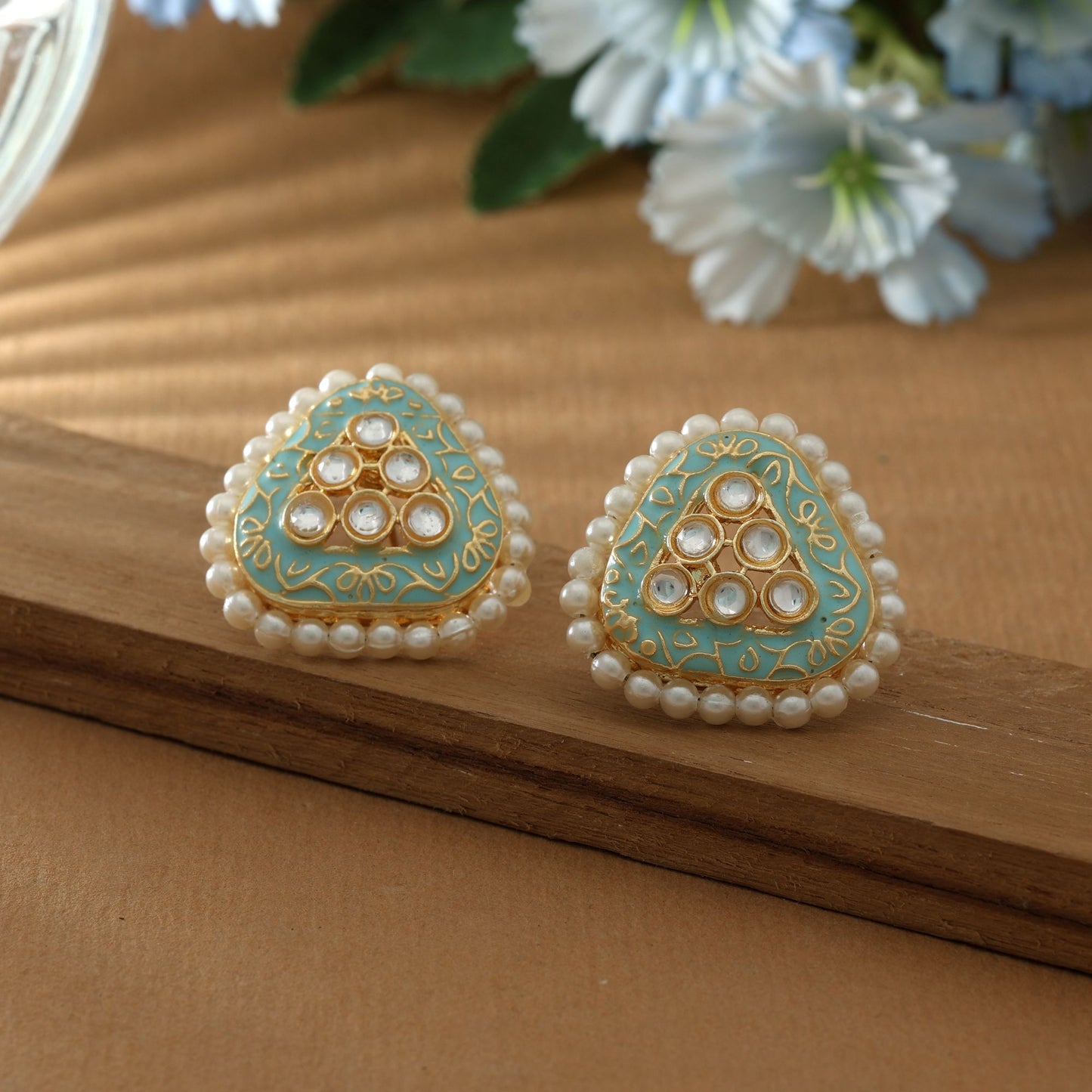 Sky Blue Color Meenakari Earrings Stylish Ethnic Jewelry Collection