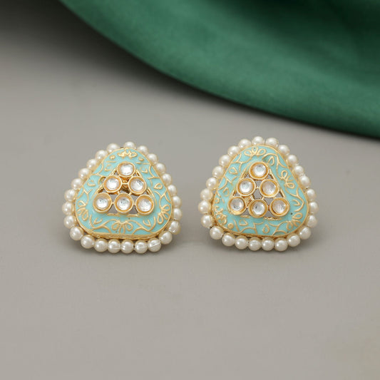 Sky Blue Color Meenakari Earrings Stylish Ethnic Jewelry Collection