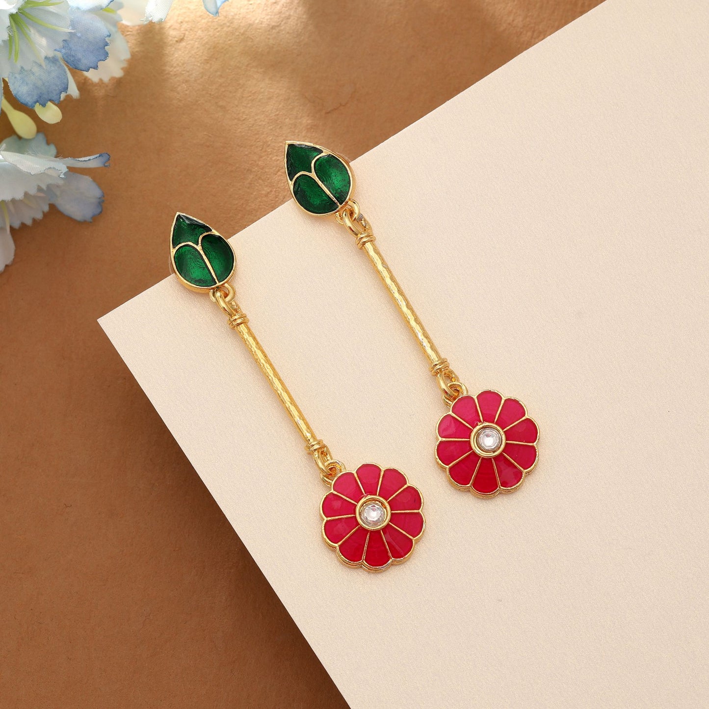Rani & Green Color Meenakari Earrings Stylish Festive Statement Jewelry Collection Design