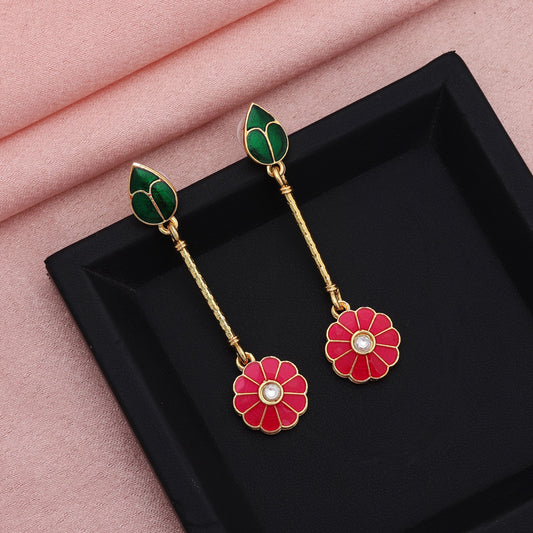 Rani & Green Color Meenakari Earrings Stylish Festive Statement Jewelry Collection Design