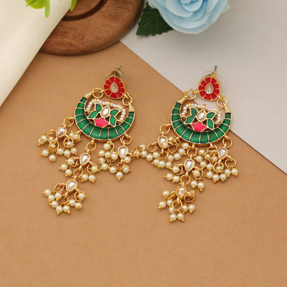 Rani Grün Farbe Meenakari Ohrringe Traditioneller handgefertigter ethnischer Schmuck Design