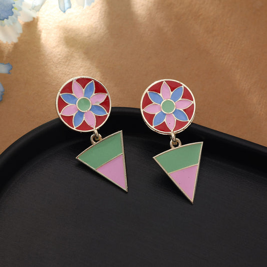 Pink Color Meenakari Earrings Elegant Feminine Traditional Jewelry Collection Design
