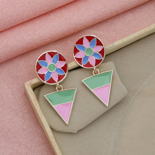 Pink Color Meenakari Earrings Elegant Feminine Traditional Jewelry Collection Design