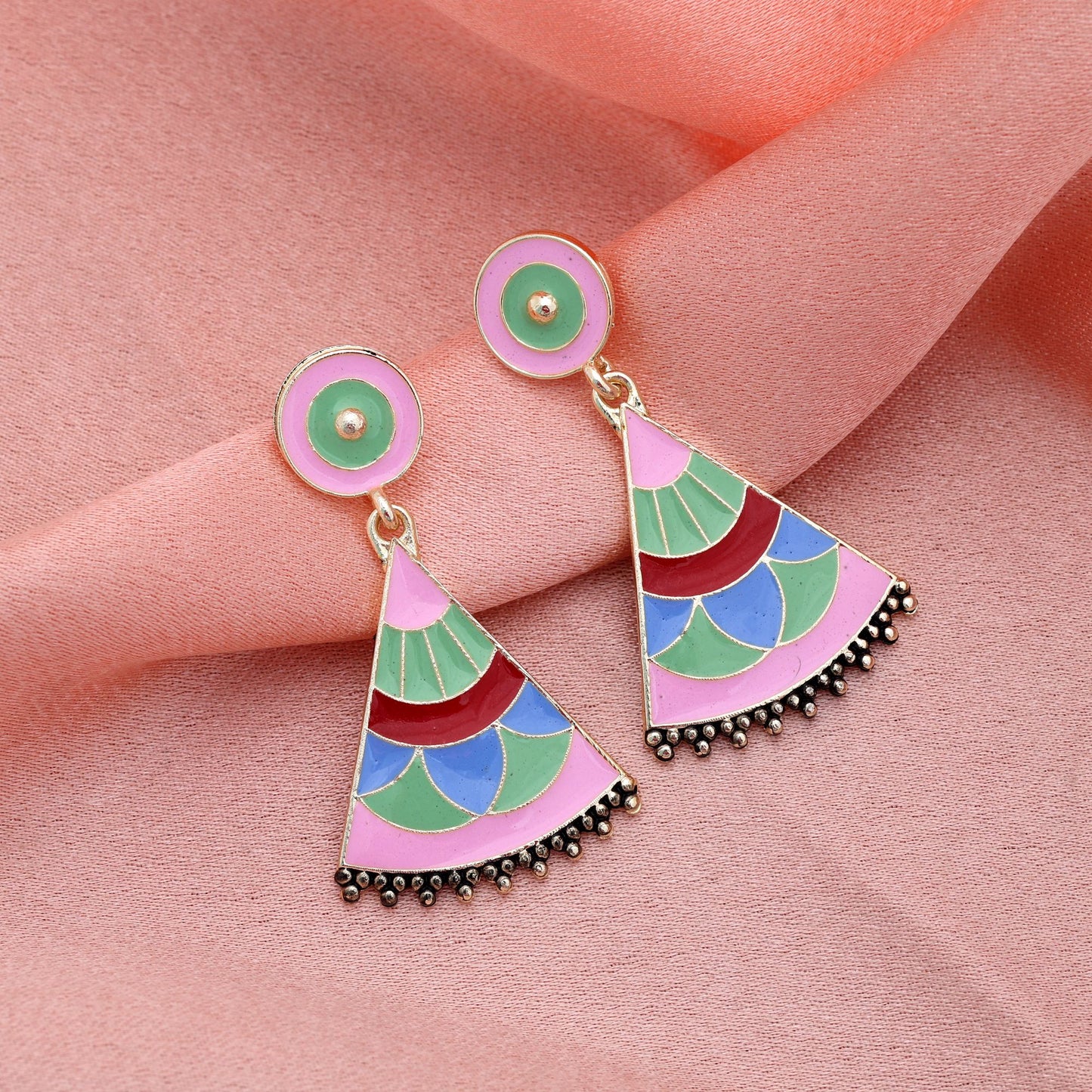 Pink Color Meenakari Earrings Stylish Ethnic Party Wear Jewelry Collection Design