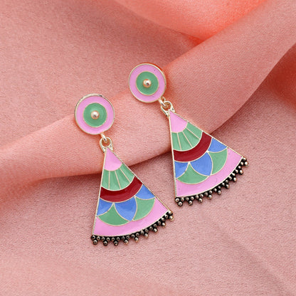 Pink Color Meenakari Earrings Stylish Ethnic Party Wear Jewelry Collection Design