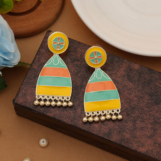 Multi Color Meenakari Earrings Elegant Traditional Festive Jewelry Collection