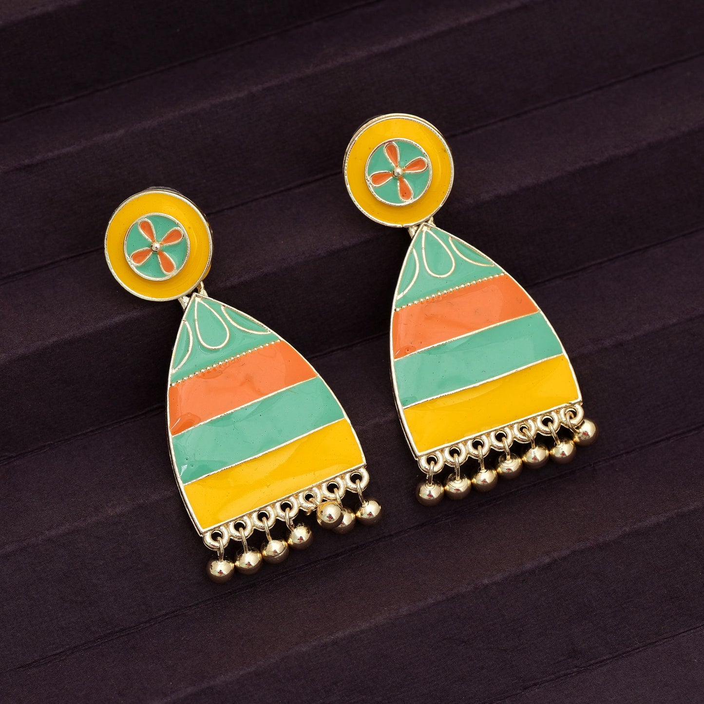 Multi Color Meenakari Earrings Elegant Traditional Festive Jewelry Collection