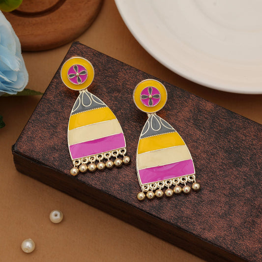Multi Color Meenakari Earrings Stylish Ethnic Designer Jewelry