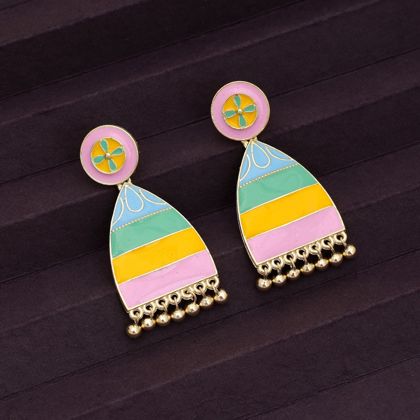 Multi Color Meenakari Earrings Designer Festive Ethnic Jewelry