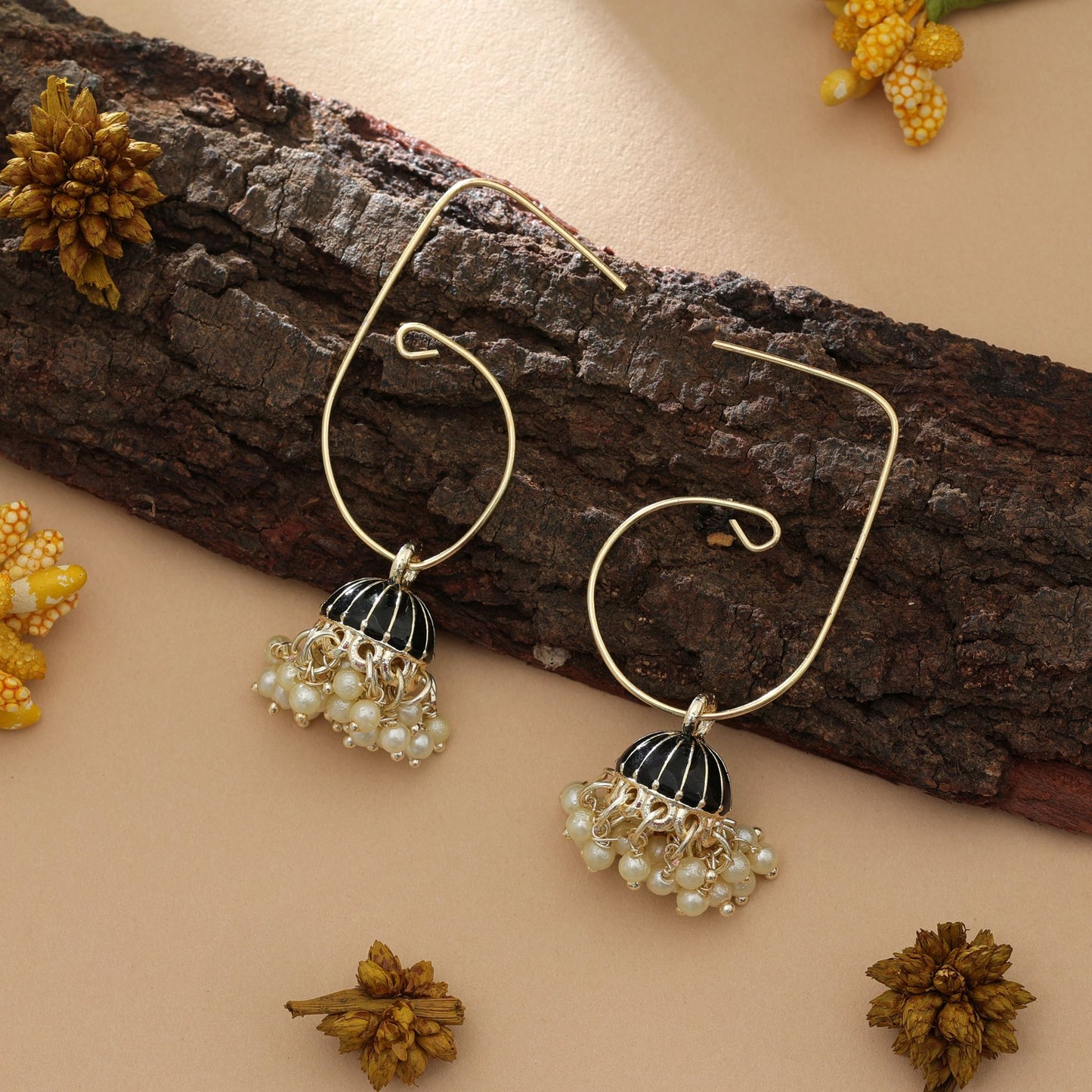 Black Color Meenakari Earrings Classic Traditional Party Wear Ethnic Jewelry Design