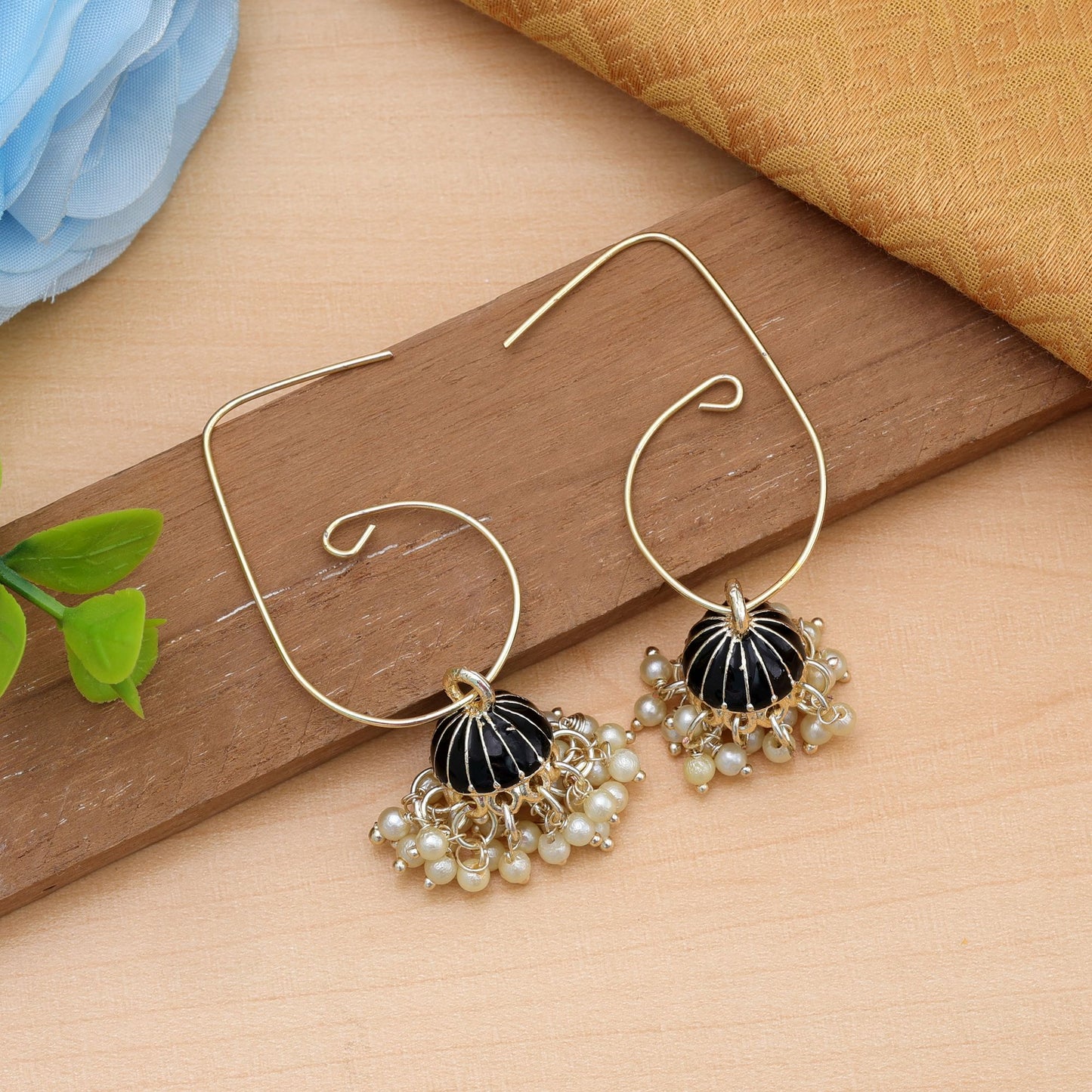 Black Color Meenakari Earrings Classic Traditional Party Wear Ethnic Jewelry Design
