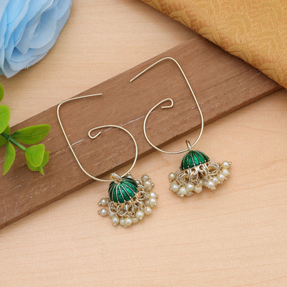 Grüne Meenakari-Ohrringe Elegante ethnische festliche Designer-Schmuckkollektion