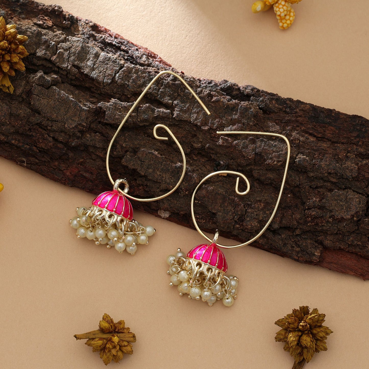 Rani Color Meenakari Earrings Elegant Traditional Ethnic Party Wear Jewelry Collection