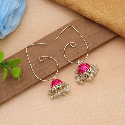 Rani Color Meenakari Earrings Elegant Traditional Ethnic Party Wear Jewelry Collection