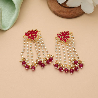 Stylish Rani Color Meenakari Earrings With Premium Royal Traditional Craftsmanship Design