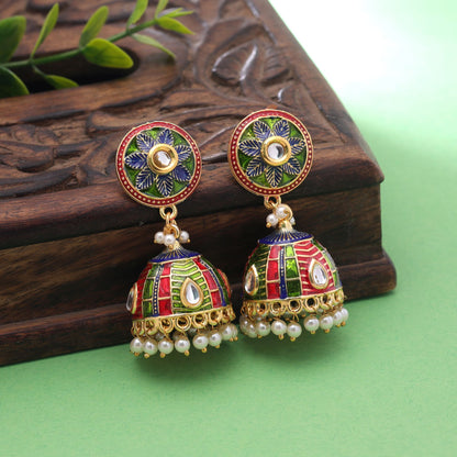 Multi Color Meenakari Earrings with Vibrant Handmade Artistic Jewelry Finish