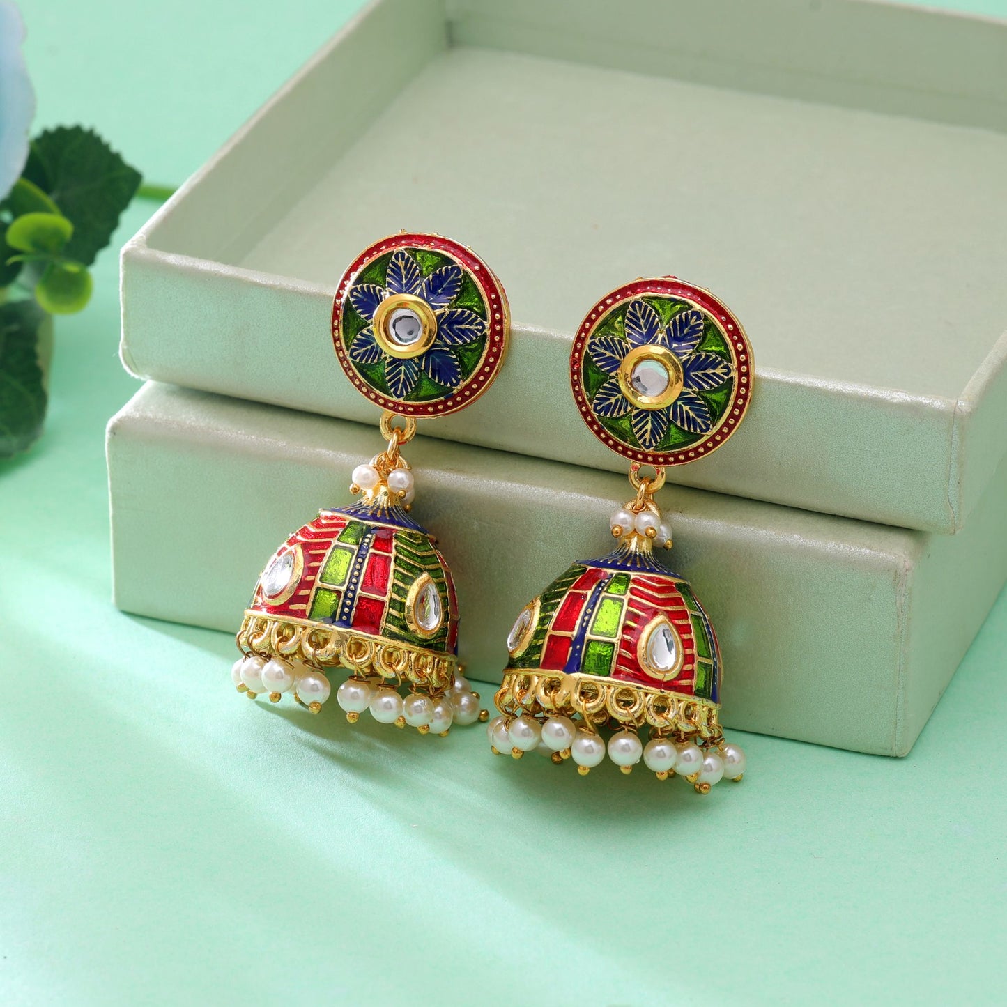 Multi Color Meenakari Earrings with Vibrant Handmade Artistic Jewelry Finish