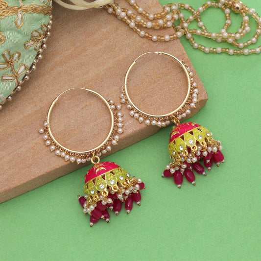 Rani Color Meenakari Earrings Featuring Royal Designer Ethnic Style