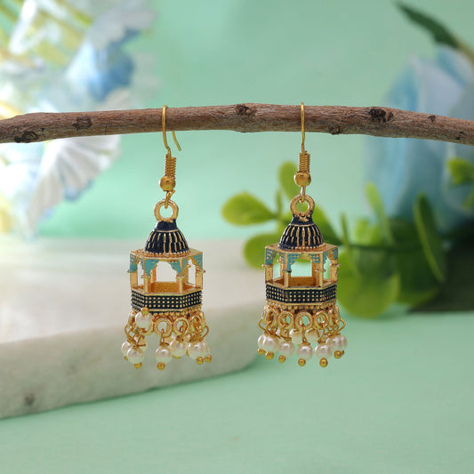 Blue Color Palki Meenakari Earrings with Premium Designer Jewelry Appeal