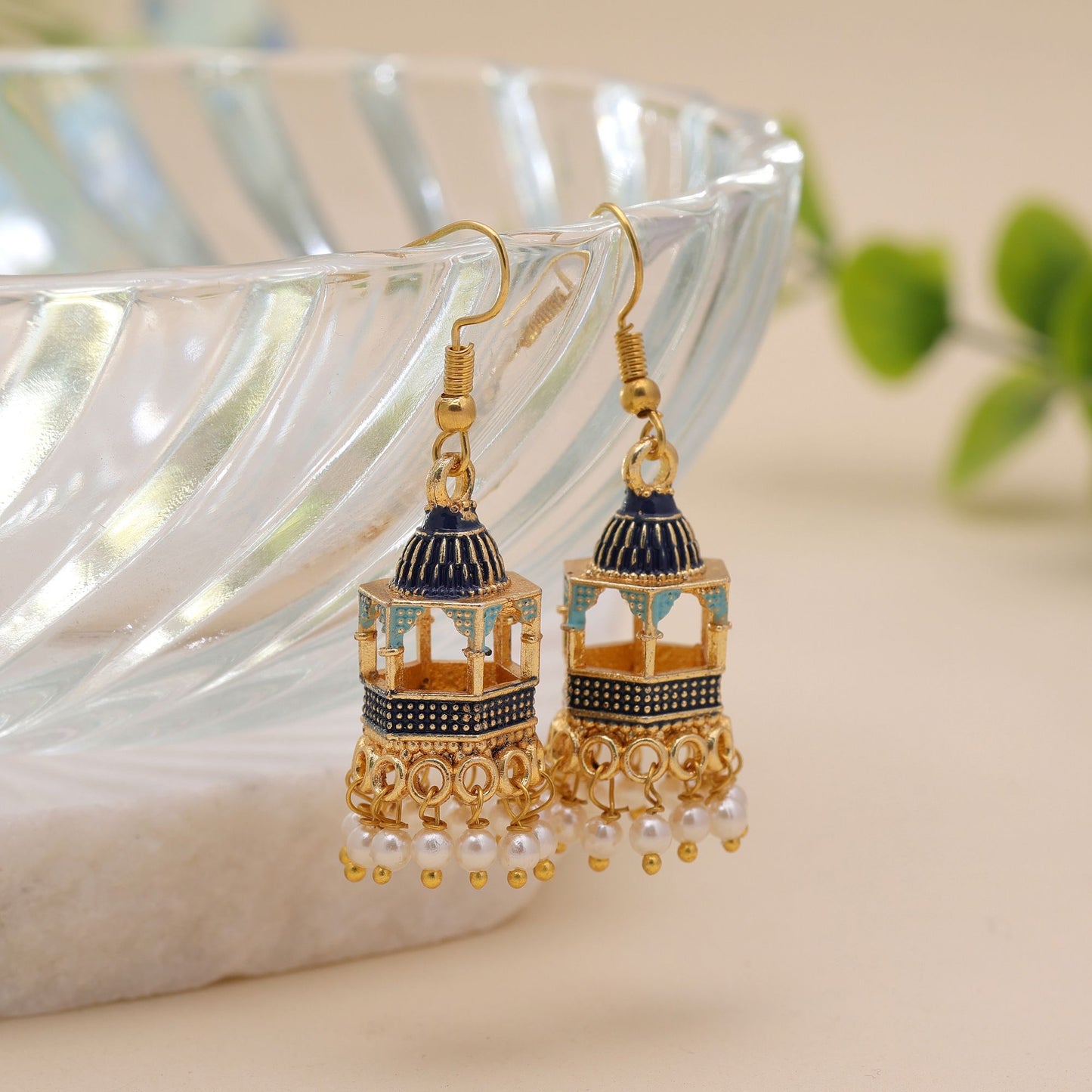 Blue Color Palki Meenakari Earrings with Premium Designer Jewelry Appeal