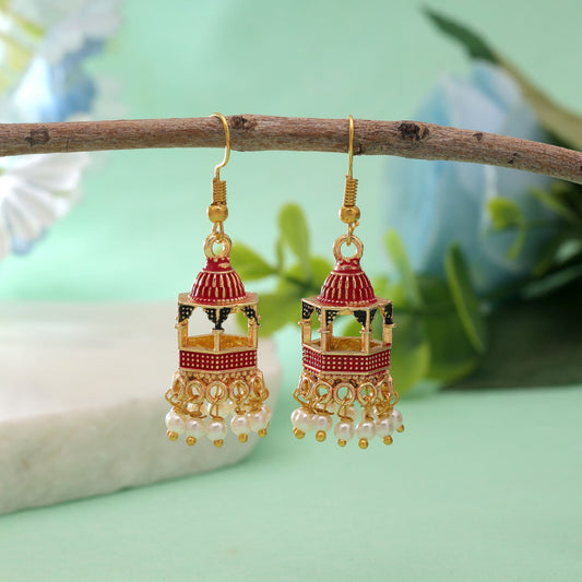 Rani Color Palki Meenakari Earrings Crafted for Festive Traditional Occasions