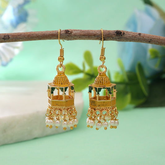 Yellow Color Palki Meenakari Earrings with Beautiful Ethnic Artistic Finish
