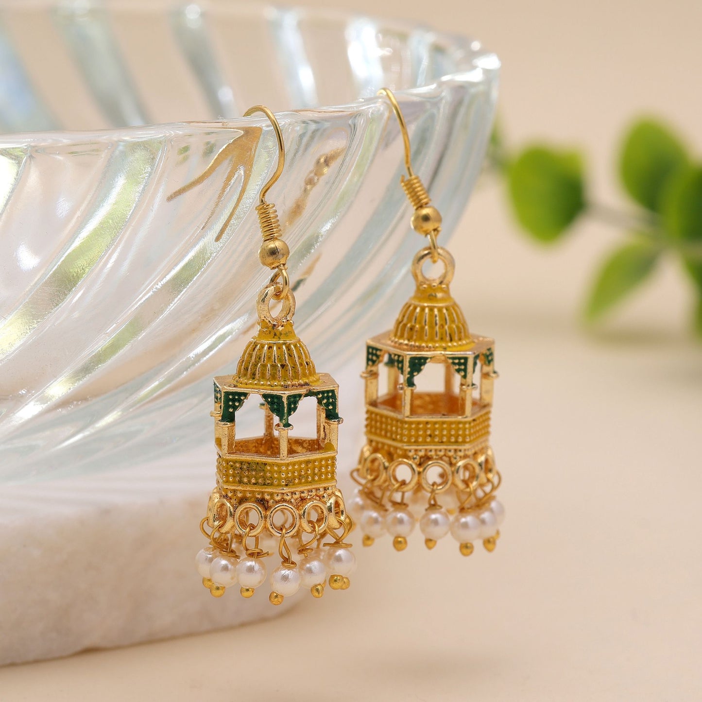 Yellow Color Palki Meenakari Earrings with Beautiful Ethnic Artistic Finish