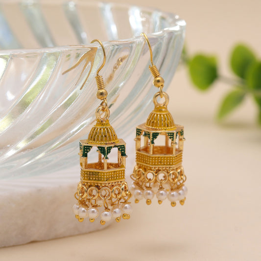 Yellow Color Palki Meenakari Earrings with Beautiful Ethnic Artistic Finish