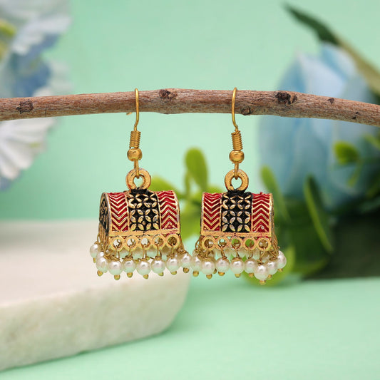 Black Color Palki Mint Meena Earrings with Premium Ethnic Style Finish