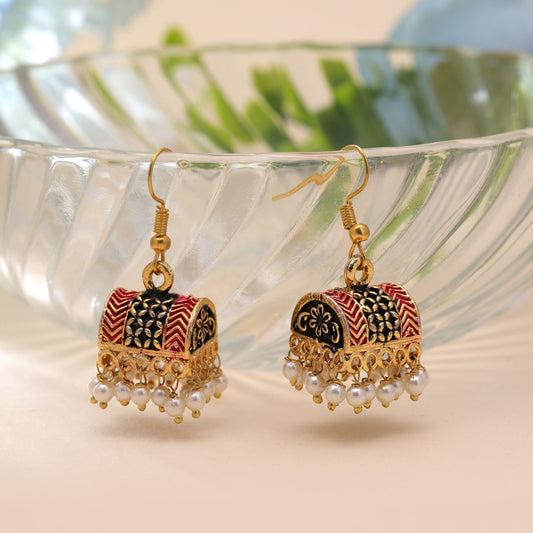 Black Color Palki Mint Meena Earrings with Premium Ethnic Style Finish