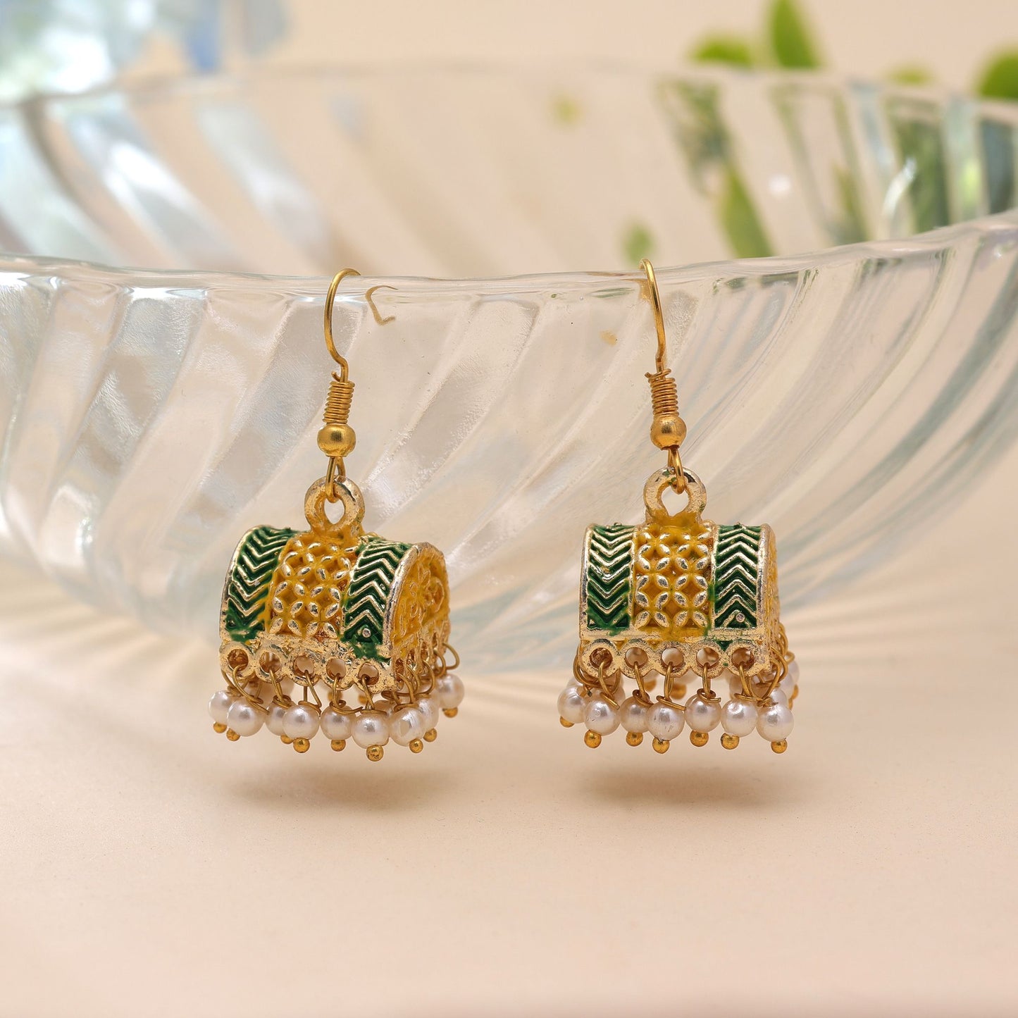 Yellow Color Palki Mint Meena Earrings with Stylish Festive Jewelry Design