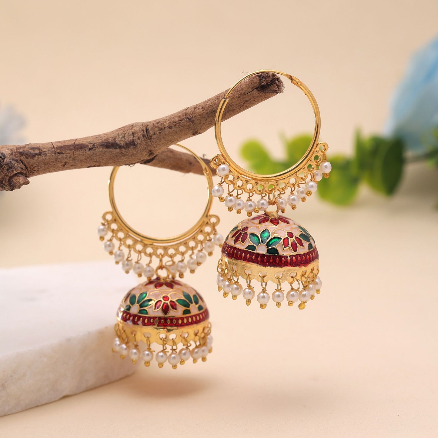 Multi Color Meenakari Earrings Featuring Vibrant Ethnic Jewelry Craftsmanship