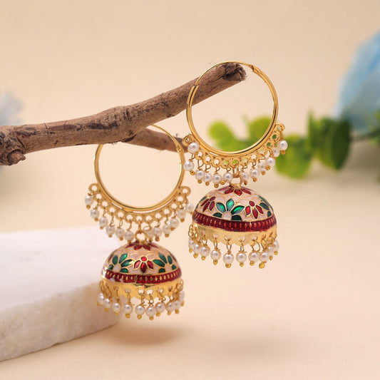 Multi Color Meenakari Earrings Featuring Vibrant Ethnic Jewelry Craftsmanship