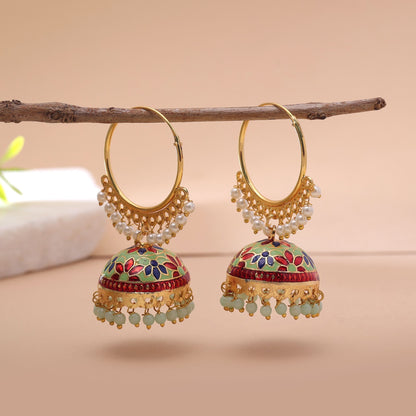 Pista Green Color Meenakari Earrings Featuring Elegant Handmade Jewelry Finish