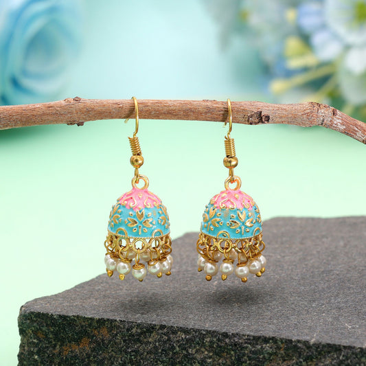 Firozi Color Mint Meena Earrings with Beautiful Colorful Ethnic Fashion Appeal